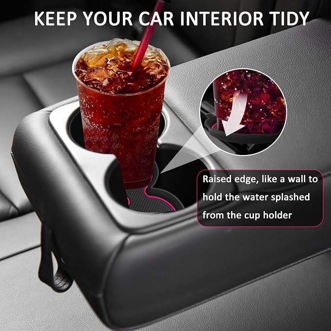 for Honda Civic Accessories 2026 2025 2024 2023 2022 Cup Holder Inserts Center Console Liner 3D Silicone Cup Holder Coaster Protector Mat Pad Non-Slip Interior Decoration for Civic 3Pcs (Pink)