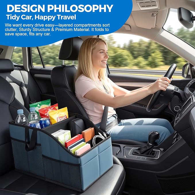 WHHMK Car Storage, Sturdy Leather Car Backseat Organizers, Bearing 10 Kg of Weight Automotive Front Seat Organizer, Floor Organizer and Storage Used for SUV Truck Van Toys Snack Water Bottles Holder
