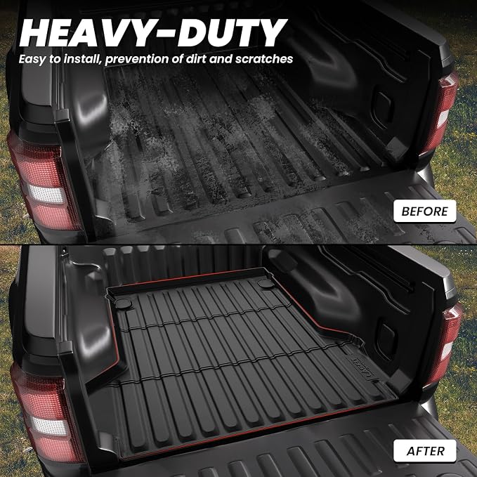 LASFIT Truck Bed Mat for Ford Maverick 2026 2025 2024 2023 2022 Hybrid & Gasoline TPE All Weather Truck Bed Liner Custom Fit Bed Mat(Not fit with Drop-in Bed Liner), 1PC Black