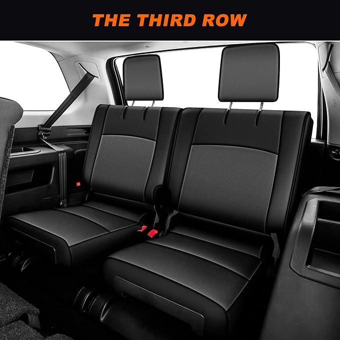 AOMSAZTO Custom Fit Seat Covers for Toyota 4runner 7Seats | 2011 2012 2013 2014 2015 2016 2017 2018 2019 2020 2021 2022 2023 2024 Seats Cover Full Set for 4Runner 7 Seaters Black&Gray