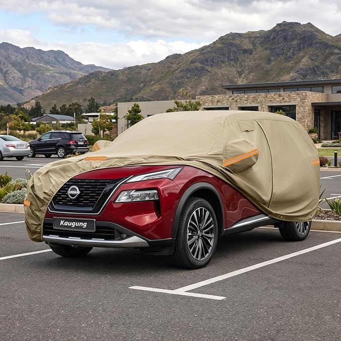 Kaugung Custom Fit Car Cover for Nissan Rogue (2008-2026), Heavy Duty All Weather Waterproof Outdoor SUV Cover, Sun Rain Snow UV Protection with Driver Door Zipper, Mirror Pockets & Air Vents