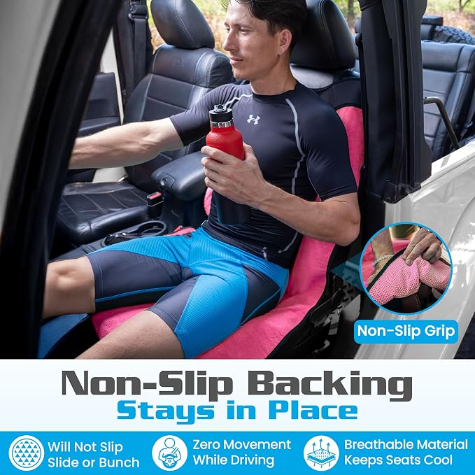HAPPEGEAR Happeseat Waterproof Car Seat Cover & Protector, Pink | Universal Fit, Car Seat Towel Cover, Non-Slip Backing, Machine Washable, Fits Front & Back, Easy Install & Storage