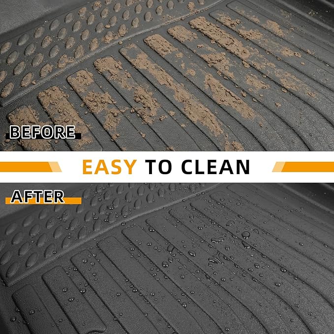 Floor Mats for Ram 1500/2500/3500 Crew Cab 2013-2018 | for Dodge Ram 1500 Classic Crew Cab 2019-2024 TPE Floor Mats, 1st & 2nd Row Non-Slip Summer Winter Floor Liners Accessories