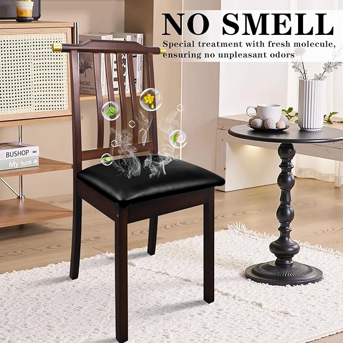 Pu Leather Dining Chair Seat Covers Set of 2, Waterproof Kitchen Chair Covers Stretch Chair Cover for Kitchen/Dining Room/Hotel, Tasteless seat Covers for Chairs (Black - 2 PCS)