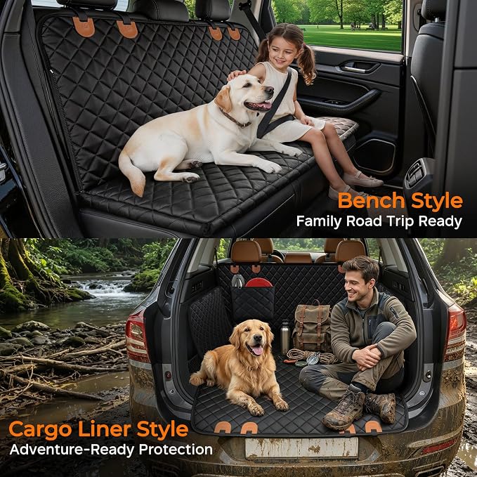 URPOWER Dog Car Seat Cover for Pets 100% Waterproof Seat Cover Hammock 600D Heavy Duty Scratch Proof Nonslip Durable Soft Back Seat Covers for Full Size Trucks
