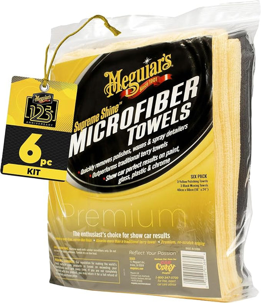 Meguiar's X2025 Supreme Shine Microfiber Towels -6 Count (Pack of 6)