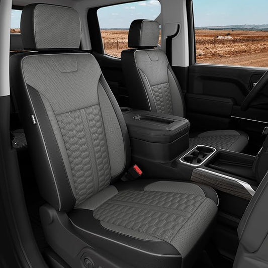 Custom Seat Covers for 2019-2026 Silverado/Sierra 1500 Crew Cab | Fits 2500/3500HD 2020-2026, Jump Seat Cover(armrest storage only), Faux leather, Waterproof, Scratch-resistant, Easy-clean