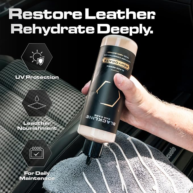 Blackline Car Care - Leather Rehydrate, Leather Conditioner for All Leather - Cars, Furniture, Shoes, and Purses - 16 fl OZ