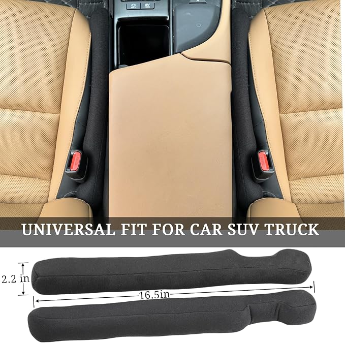 YLXGT Car Seat Gap Filler Universal for Car SUV Truck Accessories Seat Gap Blocker Fit Organizer Fill The Gap Between Seat and Console Stop Things from Dropping Pack of 2 Black