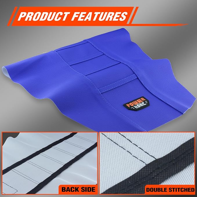 Dirt Bike Seat Cover - White Stripe Universial Seat Cover for Dirt Bike - Motorcycle Motorcross Enduro Seat Covers (All Blue)