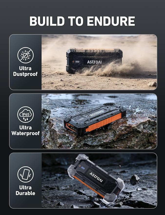 AstroAI S8 Ultra Car Jump Starter, 4000A Safe 12V Battery Booster Pack (All Gas/12L Diesel), Portable Jump Box with Smart Jumper Cables, Type-C/USB, Flashlight, Rugged Protection & Storage Bag, Orange