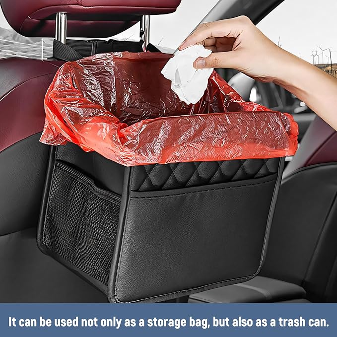 Car Back Seat Organizer, Waterproof Multipurpose Auto Seat Back Hanging Organizer with Mesh Pockets, Large Capacity Foldable Headrest Storage Bag for Most Vehicles