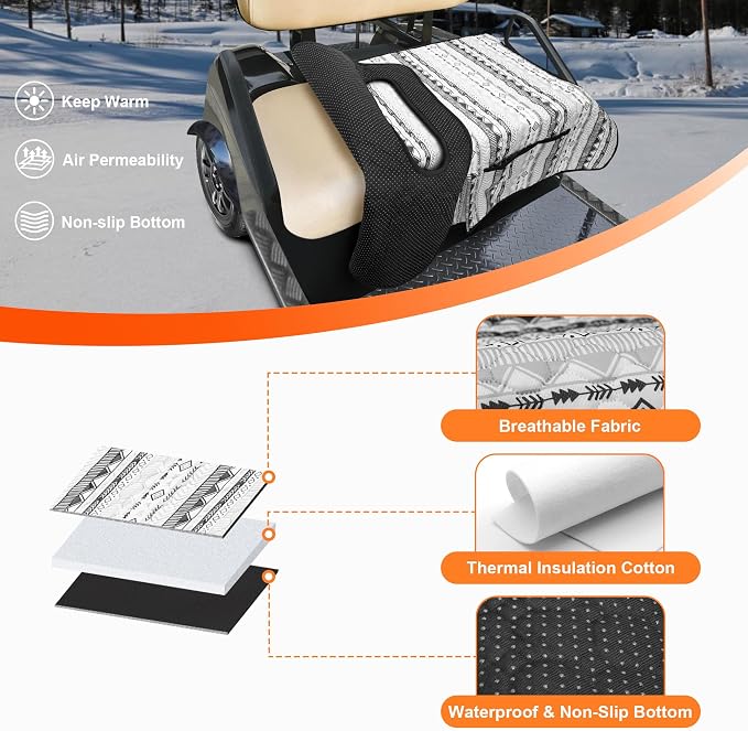 PGmoon Golf Cart Seat Covers with 4 Front Pockets & Nonskid Bottom