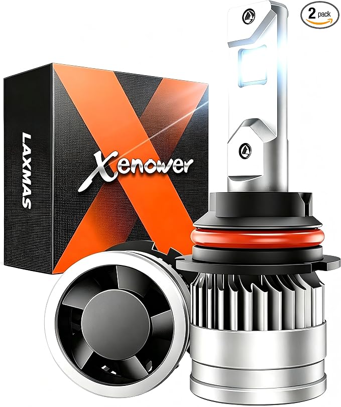 Laxmas 9007 Led Bulbs, 64000LM Super Brightness, 9007/HB5 Light bulbs with Adjustable Lock Ring, 9007 Powersports Bulbs with 12000 RPM Cooling Fan, Plug and Play IP68 Waterproof, Pack of 2