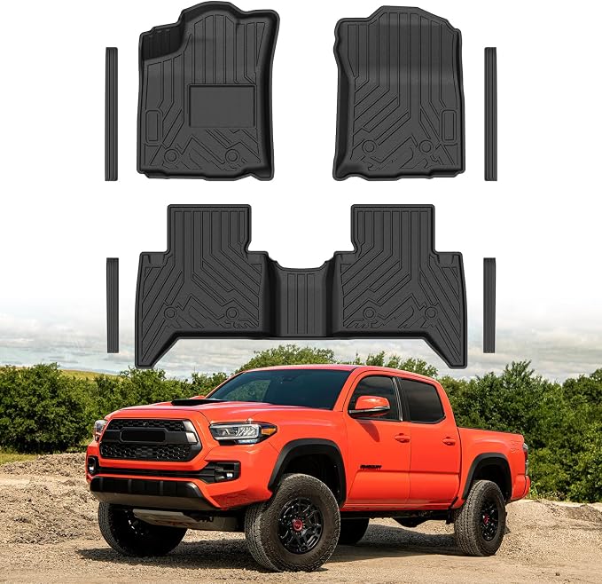 Mixsuper Floor mats for Toyota Tacoma 2016-2023 Double Cab (Only for Automatic),All Weather TPE Floor mat Protection for Tacoma SR/SR5/TRD/Limited/Trail Accessories,Car Mats & Door Sill Guards