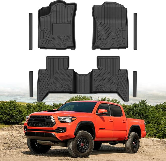 Mixsuper Floor mats for Toyota Tacoma 2016-2023 Double Cab (Only for Automatic),All Weather TPE Floor mat Protection for Tacoma SR/SR5/TRD/Limited/Trail Accessories,Car Mats & Door Sill Guards