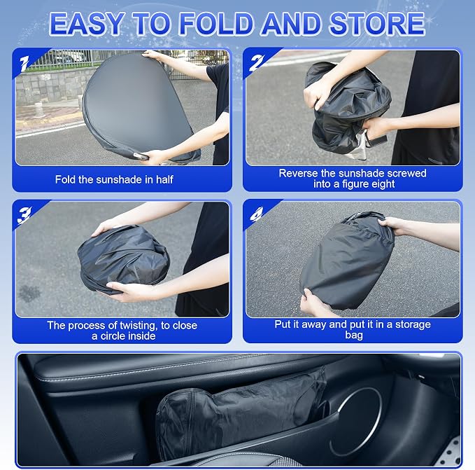 SINGARO Car Windshield Sun Shade, Foldable Reflective Sun Shade for Car Windshield, Compatible with Tesla Model Y Model 3 2016~2025