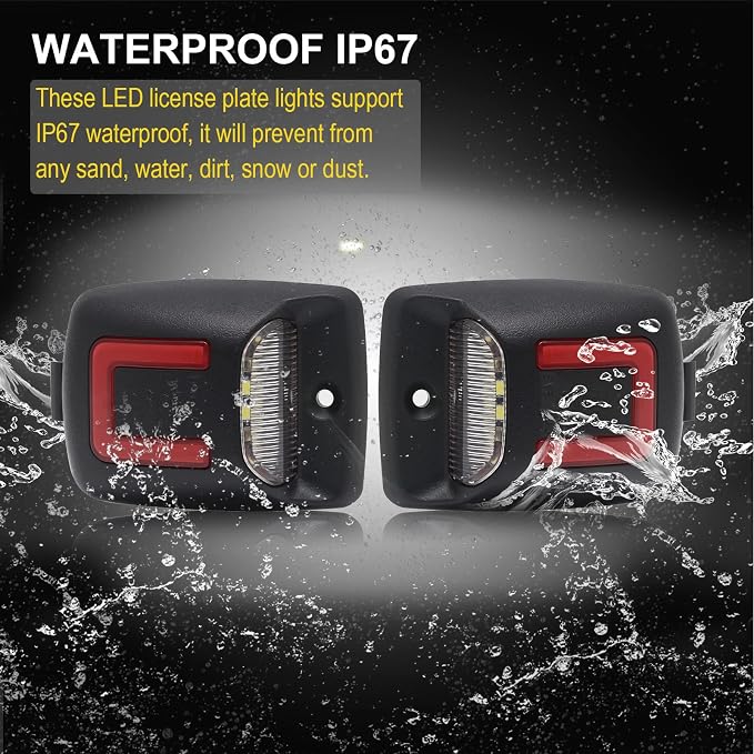 R&F Auto Red OLED Neon Tube LED License Plate Light Replacement for Tacoma 2005-2015 / Tundra 2000-2013 Pickup Truck Tag Lamp 6000K Diamond White 2-Pieces Tag Lights Smoked Lens