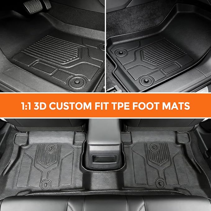 Floor Mats for Jeep Wrangler 4XE 4 Door 2021-2026 (Not for JL,JK or 2 Door) | Custom Fit Heavy Duty TPE All Weather Protection, Waterproof Non-Slip Black Car Liners (Two-Row Floor Mats)