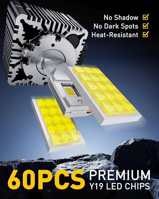 AUXITO D1S Light Bulbs, 50000LM 6500K Cool White, Pack of 2 | Direct Replacement D1S/D1R LED Fog Light Bulbs with Fan, Plug and Play CANbus Ready No Flicker