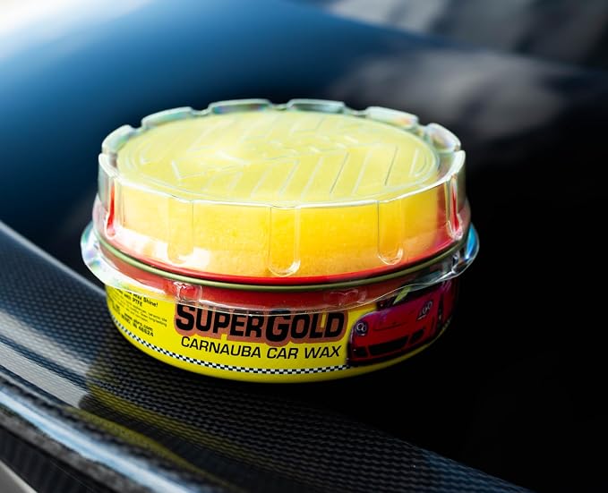 ABRO Super Gold Carnauba Car Wax - Long-Lasting Protection & High Gloss Shine, Car Wax Paste for Cars, Motorcycles, Boats, Safe on All Paint Finishes, Includes Sponge, 8 oz, Pack of 2