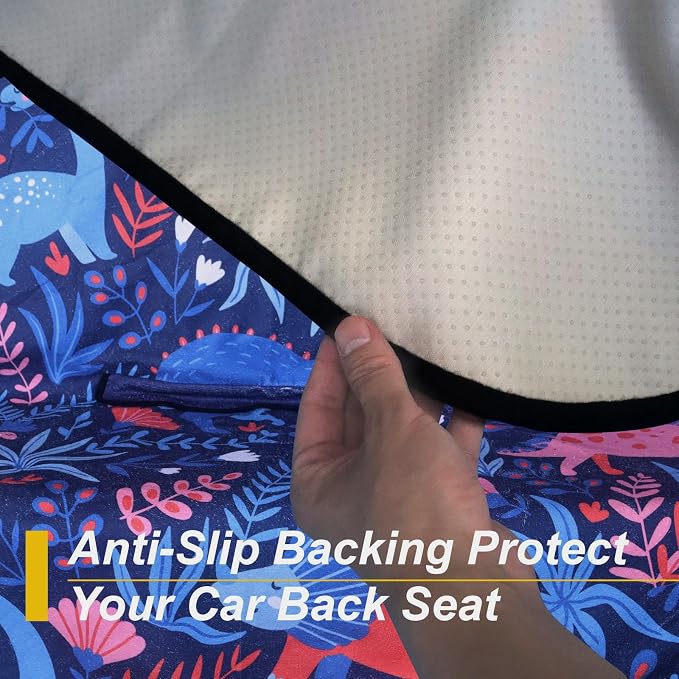 Back Seat Cover for Car Trucks Van SUV Jeep,Waterproof Rear Bench Towel Seat Covers for Dogs and Kids,Automotive Backseat Protector (Dinosaur)