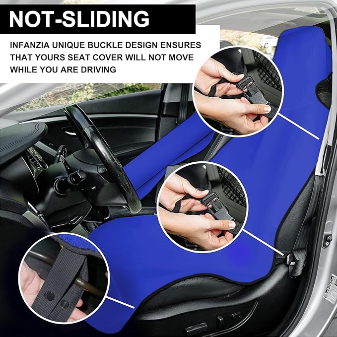 Neoprene Waterproof Car Seat Cover, Royal Blue 2pcs, Non-Slip | Car Seat Protector, Sweat-proof, Universal Fit SUV & Truck, Machine Washable, For Gym, Yoga, Pets, Workout, Beach, Swimming
