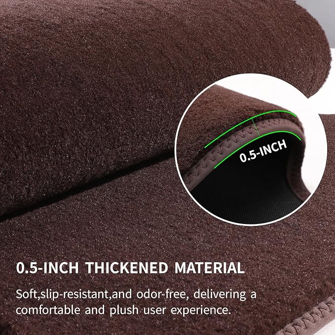 EKR All-Weather Universal Floor Mats,Thick Anti-Slip Car Carpet(Brown) | 0.5 inch Thick Anti-Slip Automotive Floor Mat with Driver Heel Pad Fit for SUV/Vans/Sedans/Trucks,Brown Carpet 4pcs Full set