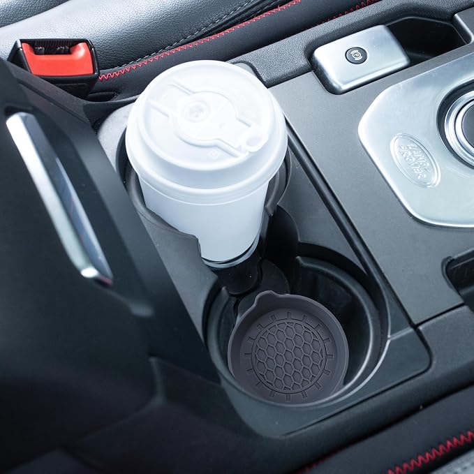 Amooca Automotive Cup Holders Universal Car Cup Coaster Waterproof Non-Slip Sift-Proof Spill Holder Car Interior Accessories 4 Pack Grey