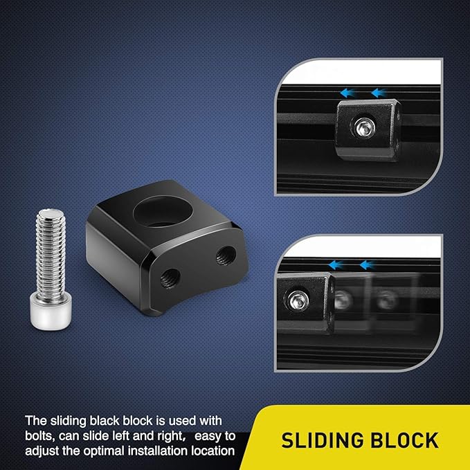Nilight 2PCS Mounting Base Bracket LED Light Bar Slide Mount Bracket 2 Years Warranty (90034B),Black