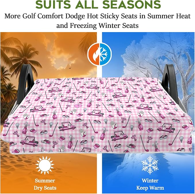 Golf Cart Seat Covers Club Car Golf Cart Accessories for Men Women Golf Carts Seat Towel Blanket 2-Seat Golf Cart Decorations