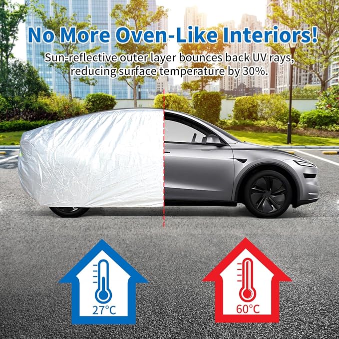 Car Cover Waterproof All Weather Outdoor, Full Exterior Cover for Automobiles, Rain Sun UV Protection Windproof, Scratch Resistant, Breathable, Dustproof (Fits 201"-210" Sedan)