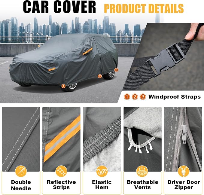 GUNHYI Premium Car Cover Custom Fit BMW X3/X3 M (2003-2026), 16 Layers Heavy Duty Car Cover Waterproof All Weather with Zipper Door for Sun Rain Snow Dust Uv Protection