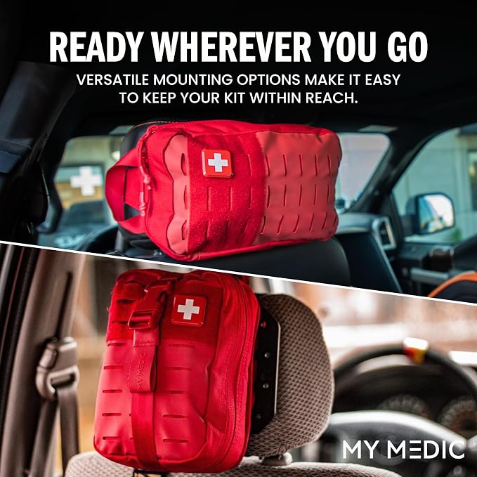 MY MEDIC MyFAK PRO IFAK Trauma Kit & First Aid Kit with Tourniquet - HSA FSA Items - Built in USA - Premium Medical Supplies, Trauma Pack & Medic Kit Bag for Home & Auto Emergency Preparedness, Red