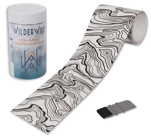 Bike Frame Protection Tape- High Impact Clear Vinyl Wrap Includes Tool (4”x72) Bicycle Frame Protector, Mountain Bike Frame Guard Chainstay Protector (Topographic Marble)