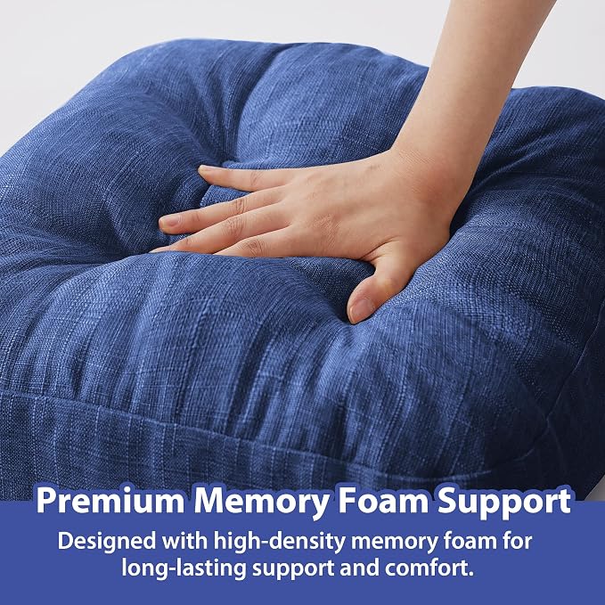 IASEAHK Chair Cushions, Dining Chair Cushions, Tufted Indoor Chair Pads, Set of 4, Navy Blue, 16.5'' x 16.5'' x 3.5''