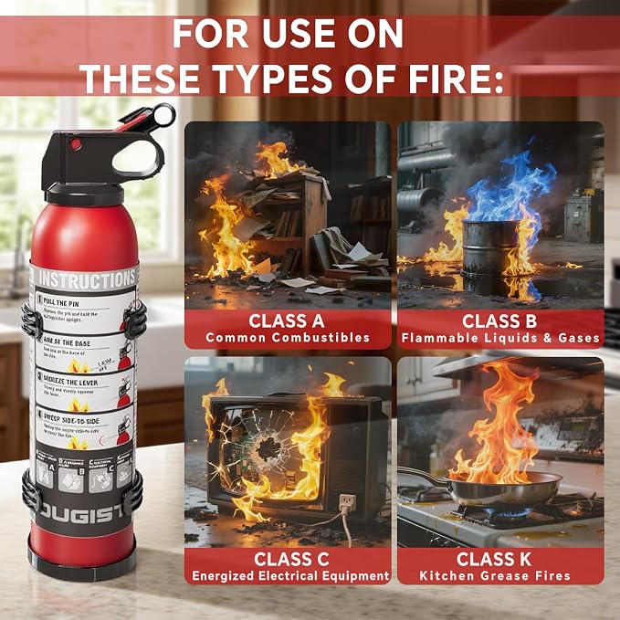 Small Fire Extinguisher for Home & Car – (2-Pack, 1.32lb Each) Portable ABC Chemical Powder Fire Extinguishing Spray | For Kitchen Grease, Electrical, Vehicle & Garage Fires, Easy to Use
