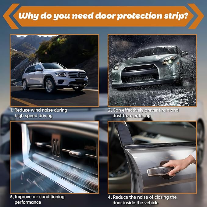 RAINFLOW Car Door Edge Guards 16.4 Ft（5M） - Clear U Shape Rubber Trim | Self Adhesive Door Protector Seal for Most Vehicles Trucks SUVs Sedans, Easy Cut DIY Installation Automotive Accessories