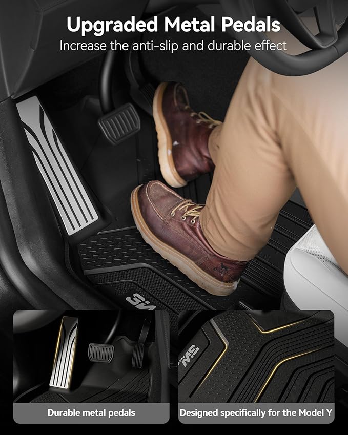 3W 2025 2026 Tesla Model Y Juniper Only for 5 Seat Floor Mats with Rear Cargo Mat & Backrest Mat TPE Anti-Slip All Weather Floor Liner Accessories, Vigormold™