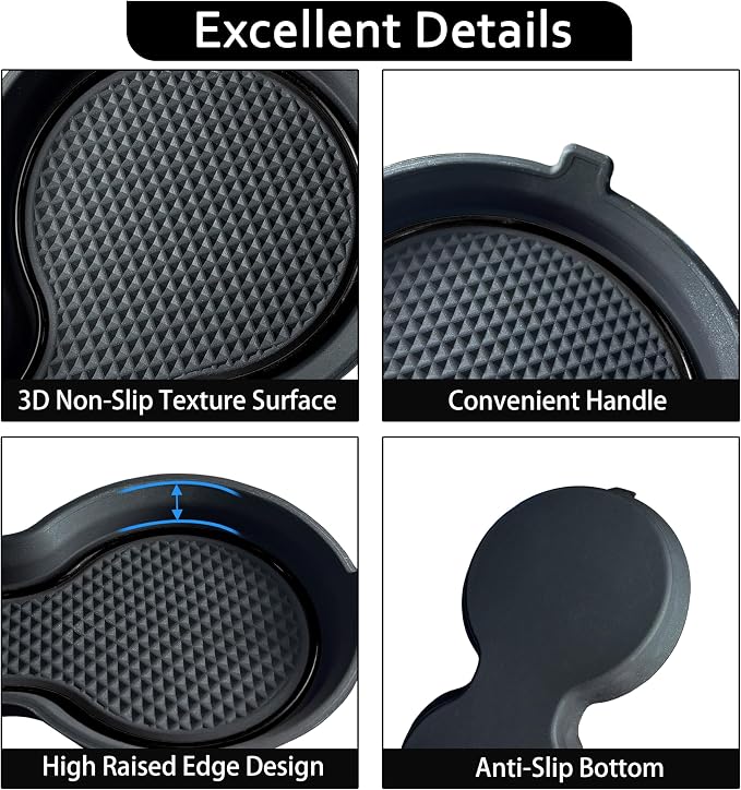 for Honda Civic Accessories 2026 2025 2024 2023 2022 Cup Holder Inserts Center Console Liner 3D Silicone Cup Holder Coaster Protector Mat Pad Non-Slip Interior Decoration for Civic 3Pcs (Black)