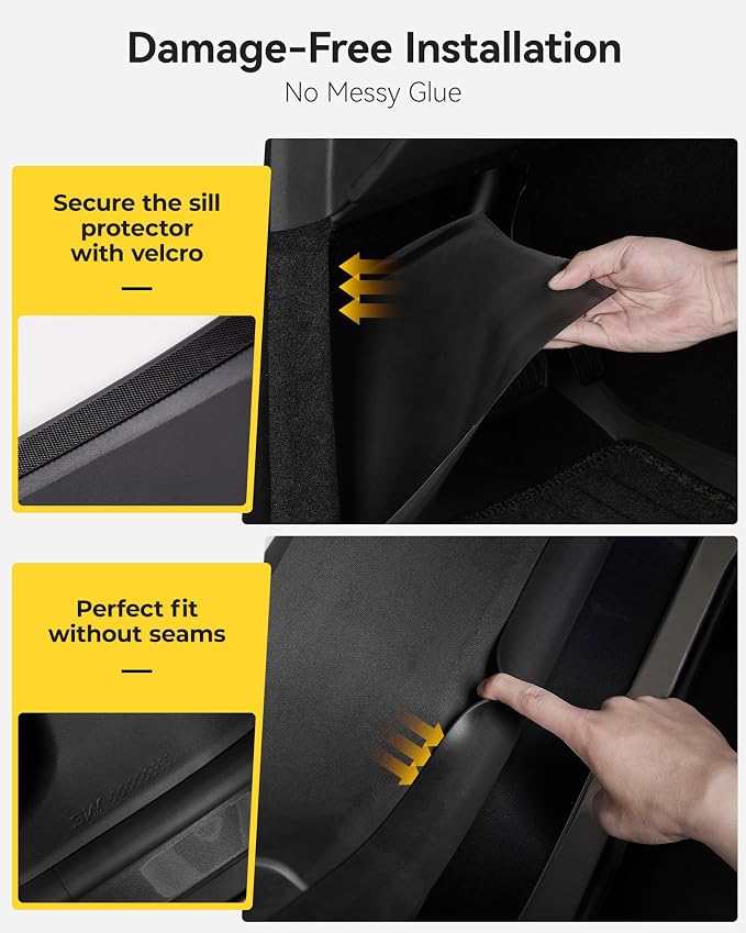 3W Tesla Model Y Juniper Door Sill Protector 2025 2026 Only for 5 Seat Front, Rear, Door Entry Guard, Anti-Dust Cover, Anti-Scratch Plate, Edge Guards, TPE Car Accessories (Not Original Tailgate Sill)