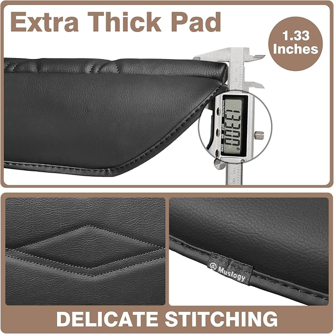 Muslogy Center Console Armrest Cover Fit for Volkswagen Atlas & Cross Sport 2024-2026 Accessories, Comfort Armrest Pad Console Lid Cushion Vegan Leather 1-Inch Extra Thick