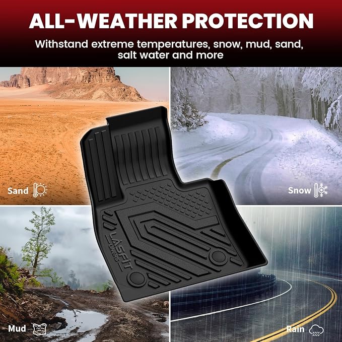 LASFIT Full Set Floor Mats for 2023 2024 2025 2026 BMW X1 xDrive28i M35i xDrive, Custom Fit 1st & 2nd Row & Seat Back Mat & Cargo Mat TPE All Weather Waterproof Car Liners, Black