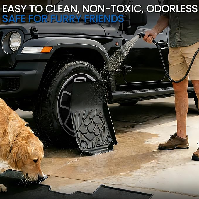 Floor Mats Set for Jeep Wrangler JL 2018-2025 2026 Unlimited 4-Door (Not fit JK/4XE/2-Door), All Weather TPE Backrest Mat Trunk Mat Cargo Liner Door Sill Guards Accessories