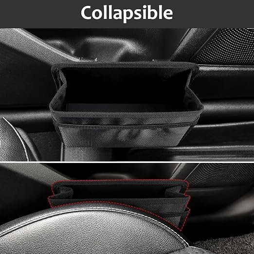 Accmor Collapsible Car Trash Can, Vehicle Garbage Organizer Holder Bin with One Roll Trash Bag, Waterproof Hanging Mini Auto Dustbin Accessories Storage Container for Vans, SUVs