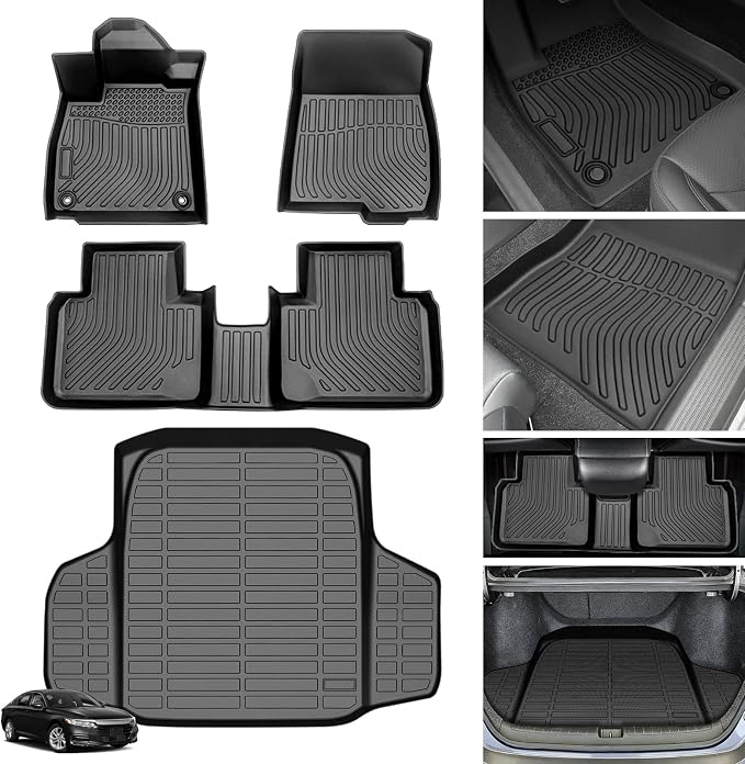 Floor Mats for Honda Accord 2018-2022, Accord & Accord Hybrid Floor Mats | NOT for Hatchback, 1st & 2nd & Cargo Liner, TPE All Weather Protection Waterproof