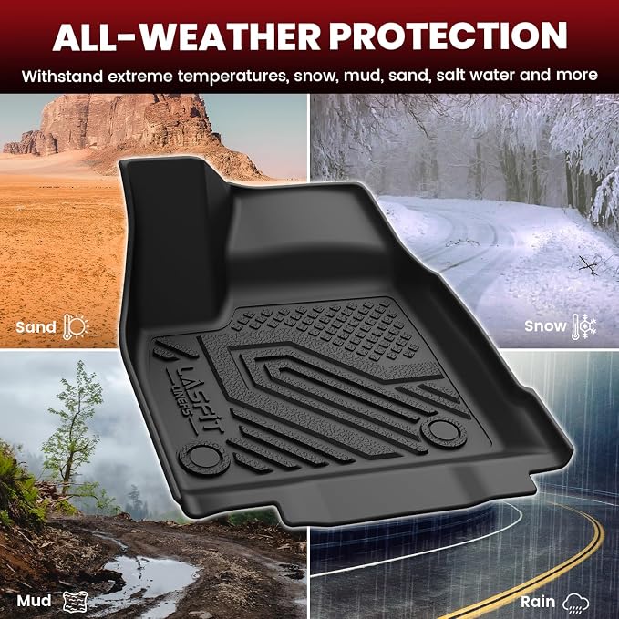 LASFIT Floor Mats & Backrest Mats & Cargo Mat for Nissan Leaf 2026, All Weather TPE Custom Fit Floor Liners Car Mats Accessories, Black