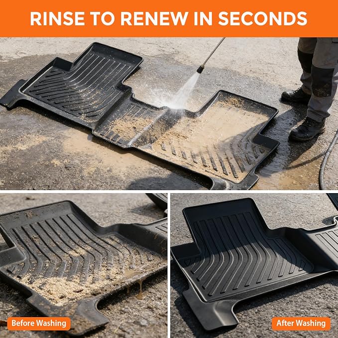 Floor Mats for Chevy Colorado Crew Cab 2015-2022 | & for GMC Canyon Crew Cab 2015-2022 (Not for 2 Door or Extended Cab), TPE All Weather Protection (Two-Row Floor Mats)