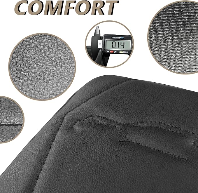 Muslogy Center Console Armrest Cover Fit for 2024 2025 2026 Toyota Tacoma Accessories, Comfort Armrest Pad Console Lid Cushion Protector Vegan Leather Regular Thick(Black/Black Trim)