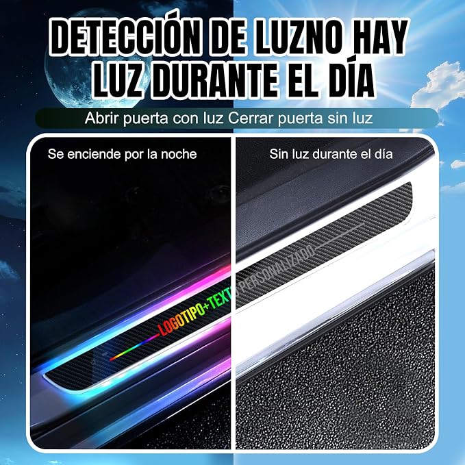 Custom LED Car Door Sill Light with Personalized Logo/Text | USB Rechargeable Auto Sensor Welcome Pedal Light | 7 Colors 12 Modes | Universal Fit for Car Interior Accessories